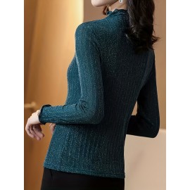 Plus Size, Women's Plus Size Thickened Winter Layering Jacket Blouse - Elegant Long Sleeve Stand Collar Button-Front Shirt Coat, Non-Stretch Warm Tunic for Layering Under Coats, Machine Washable (Curvy-Friendly, Autumn/Winter)