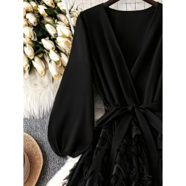 Plus Size - Plus Size, Women'S Elegant Red A-Line Maxi Dress with Puff Sleeve & V-Neck - Floor-Length Formal & Semi-Formal Party Wedding Guest Dress, Machine Washable Non-stretch Fabric For Spring Summer Fall Events, Dresses For Wedding