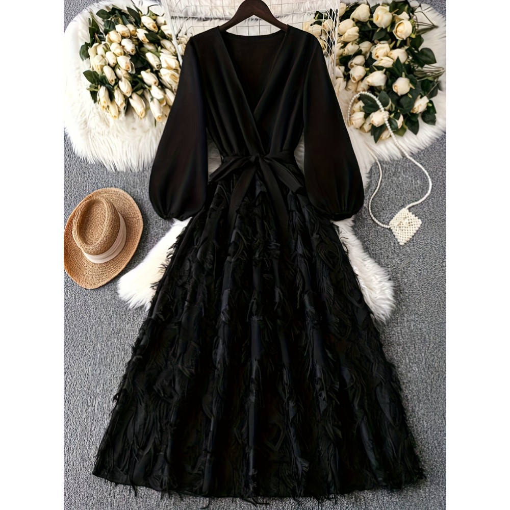 Plus Size - Plus Size, Women'S Elegant Red A-Line Maxi Dress with Puff Sleeve & V-Neck - Floor-Length Formal & Semi-Formal Party Wedding Guest Dress, Machine Washable Non-stretch Fabric For Spring Summer Fall Events, Dresses For Wedding