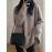 Plus Size, Women's Elegant Oversized Beige/Brown Sweater Coat - Soft Round Neck Collar Pullover, Winter Warm Blazer-like Jacket for Casual & Professional Wear, Hand Washable Fall/Winter Outerwear (No Pattern)