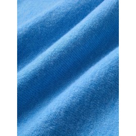 1pc Women'S Casual Crew Neck Sweater, 100% Acrylic Knit Fabric, Solid Color Pullover with Slight Stretch, All-Season Long Sleeve Sweatshirt