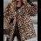 Plus Size, 's Plus Size Oversized Leopard Print (Brown/Black) Full-Zip Hooded Winter Jacket - -Like Collar, Thick Warm Outerwear, Machine Washable, Casual & Dressy Blazer for Fall/Winter, Versatile Outerwear